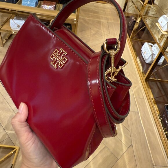 Tory Burch Britten Mini Satchel 162831 Bartlett Red, $450 - Picture 5 of 9
